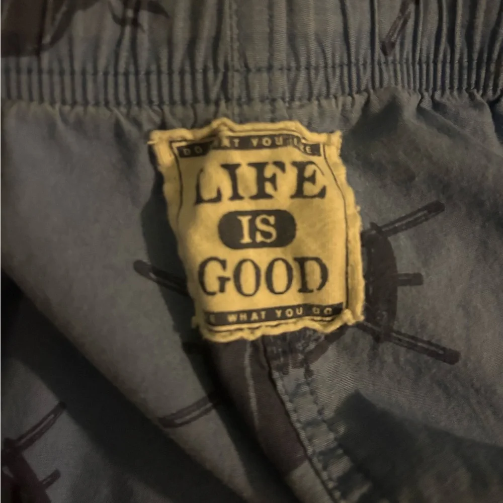 Life is Good Mens Medium Carolina Blue Navy White BBQ Pajama Pants Cotton lounge